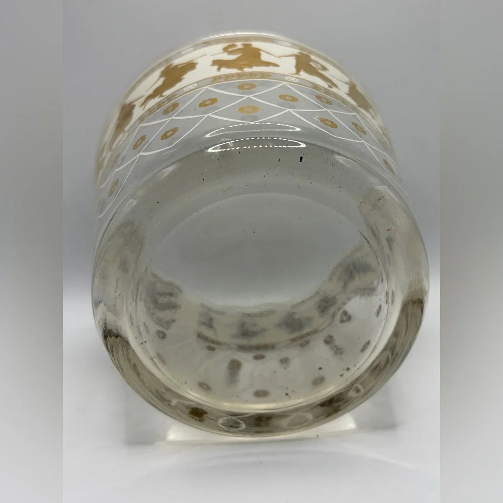 MCM Mid Century Modern Vintage Dancing Gold Grecian Women & Men Glass Ice Bucket